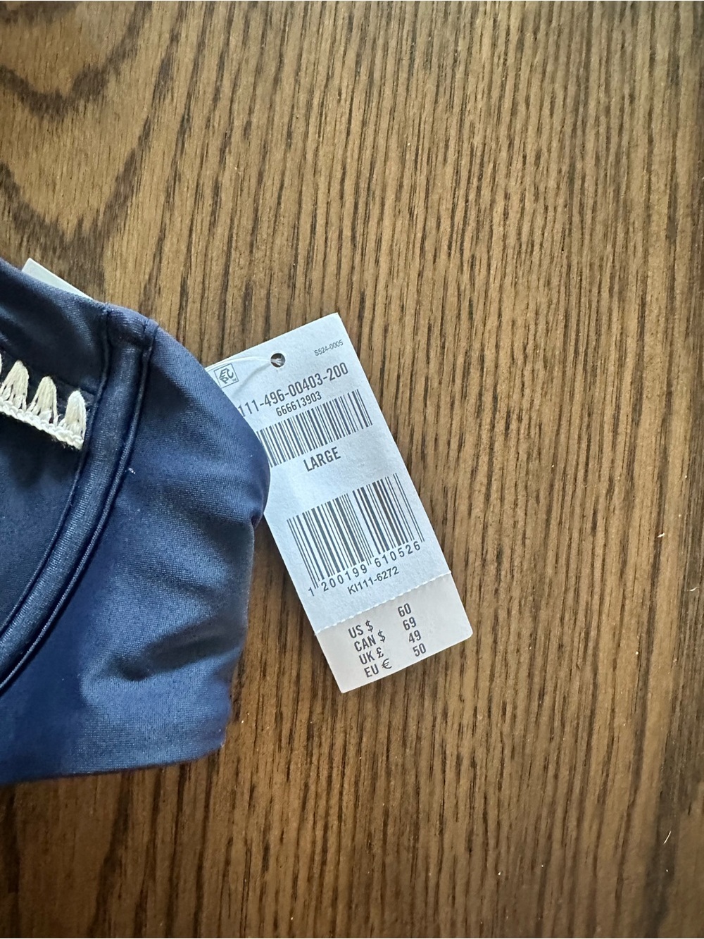 Abercrombie & Fitch Navy Blue Bikini Top with Cream Trim - Picture 2 of 3